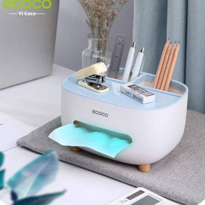 ECOCO 2-in-1 Tissue Box & Desk Organizer with Pen Holder